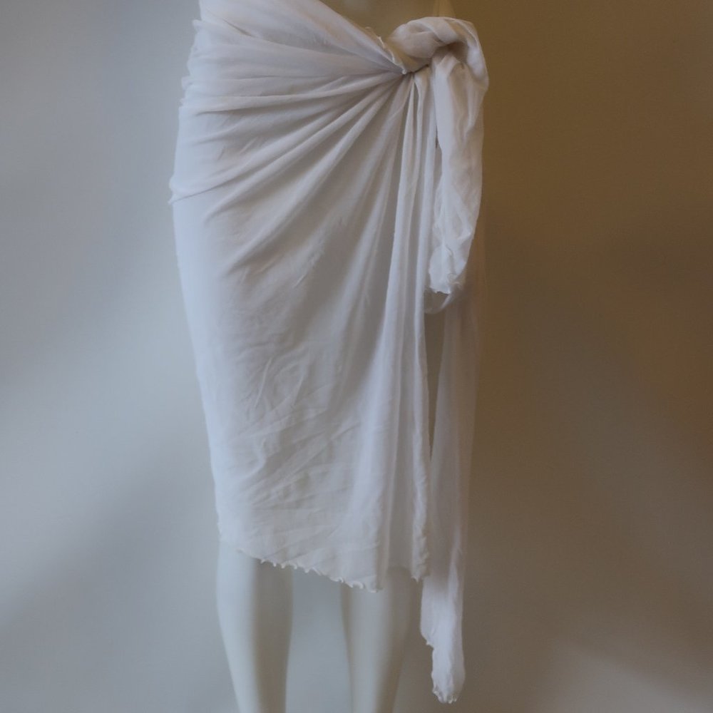 AU SOLEIL CREAM SHEER SWIM COVER-UP SARONG OS *